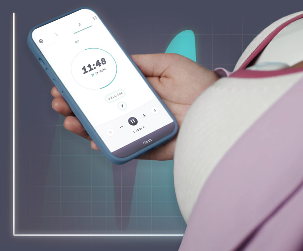 Woman using the Elvie Pump app